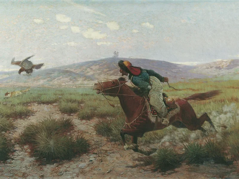 1869-Yevgeny Tikhmenev - Caccia con un'aquila reale